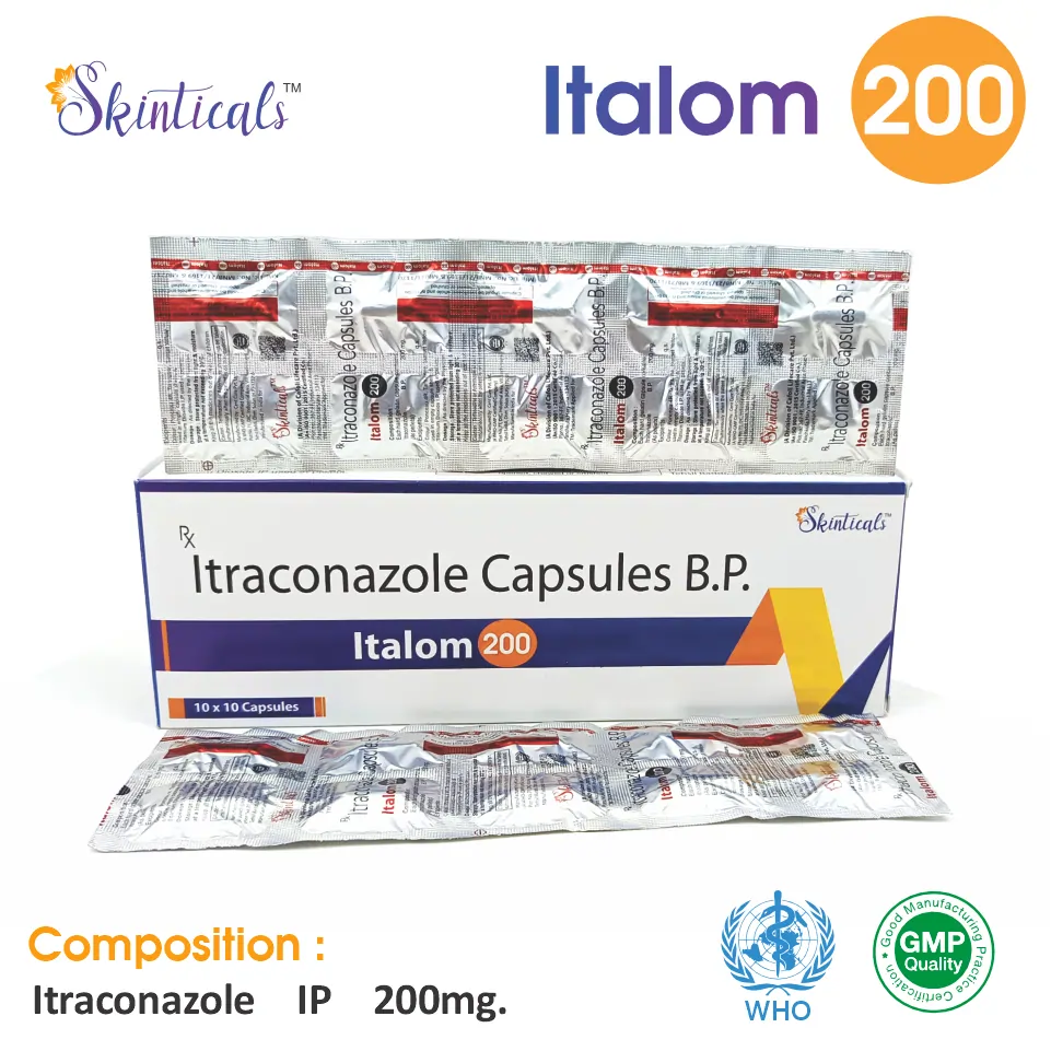 Itraconazole (200mg) at the best price in PCD Pharma Franchise for Antifungal, Fungal Infection Treatment.